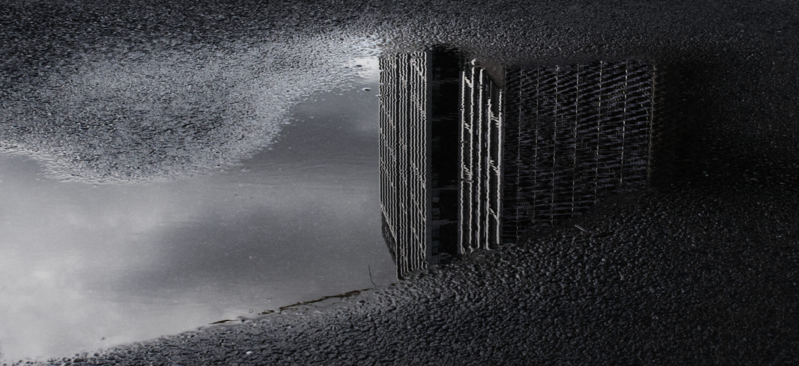 reflection in puddle, architecture